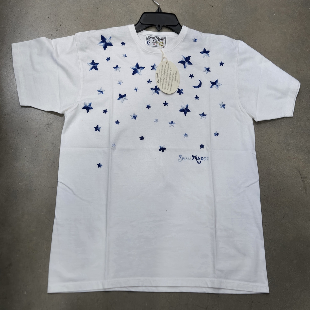 (NWT) Womans Large Swan Magic Blue And White Stars